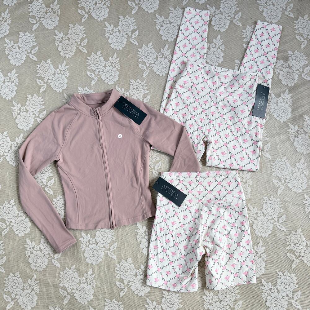 Astoria Activewear 3 Piece Rose Floral Set Size S